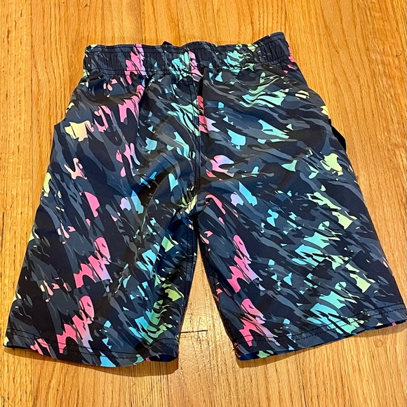 MAUI & SONS 80s 90s NEON RAD SPLATTER BOARD SHORT SWIM SURF TRUNKS BOYS 7/8 - Picture 5 of 5
